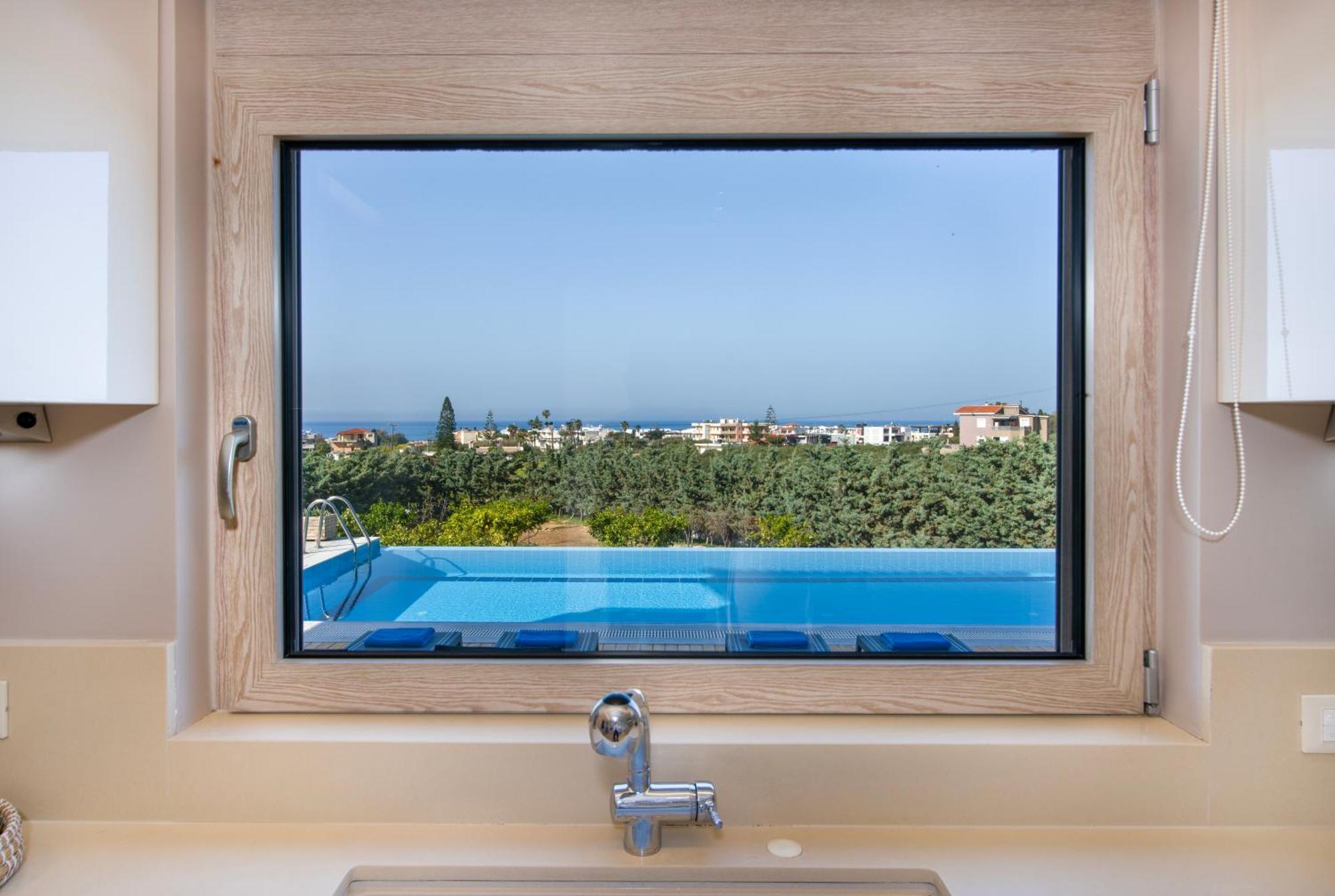Four Seasons Private Villa - Seaview - Big Heated Pool - Gym - Sport Activities Goúvai Luaran gambar
