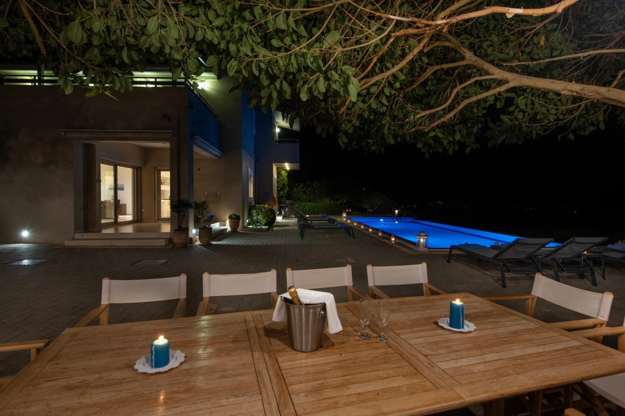 Four Seasons Private Villa - Seaview - Big Heated Pool - Gym - Sport Activities Goúvai Luaran gambar