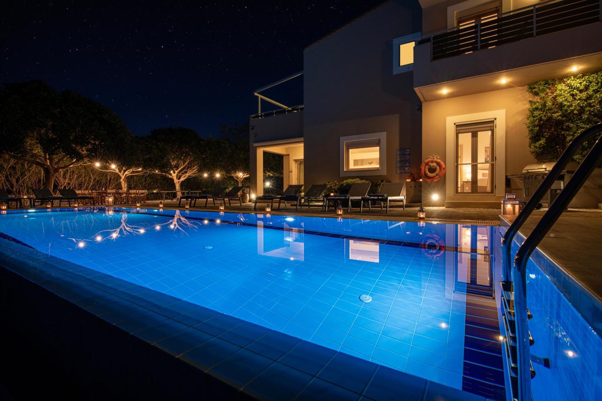 Four Seasons Private Villa - Seaview - Big Heated Pool - Gym - Sport Activities Goúvai Luaran gambar