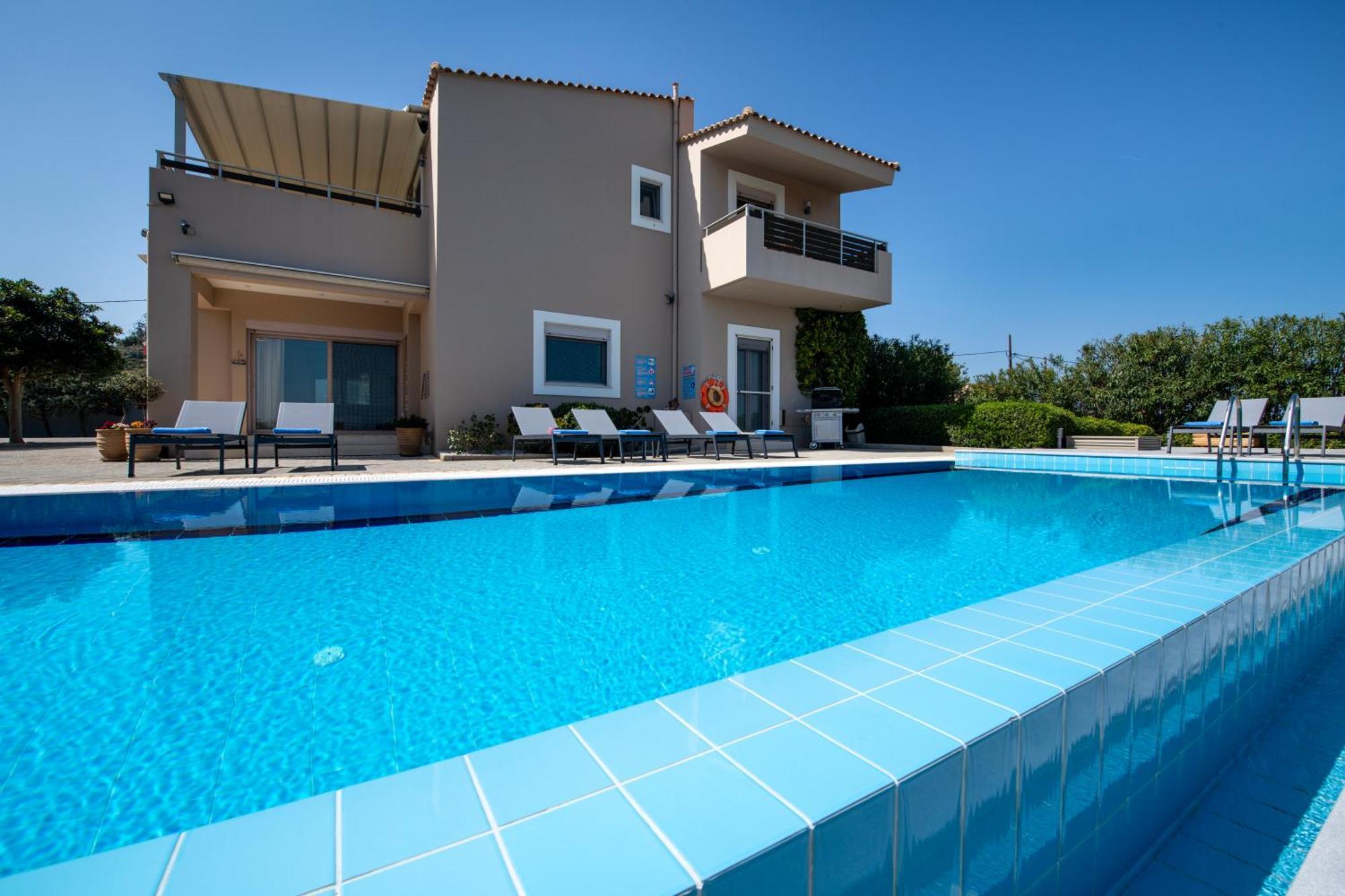 Four Seasons Private Villa - Seaview - Big Heated Pool - Gym - Sport Activities Goúvai Luaran gambar